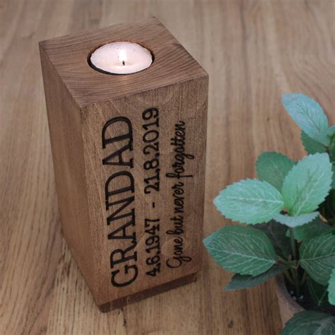 In Loving Memory Personalised Wooden Candle Holder By Warner's End