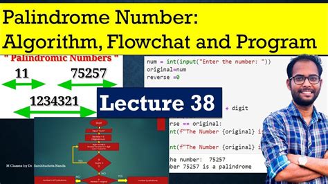 Python for Beginners || Check Palindrome Number || Algorithm, Flowchat and Program - YouTube