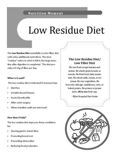 Low Residue Diet Food List Pdf Printable