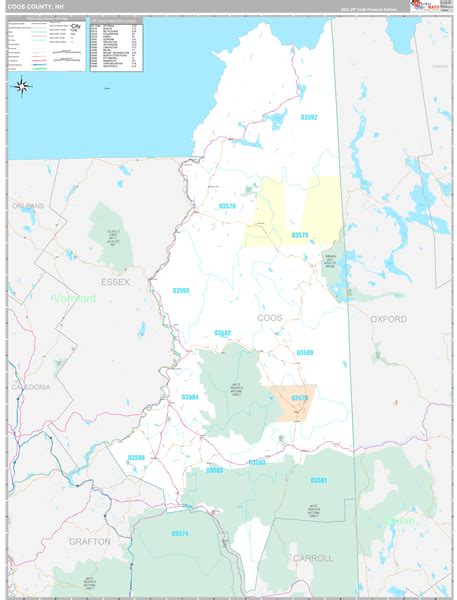 Coos County, NH Wall Map Premium Style by MarketMAPS - MapSales