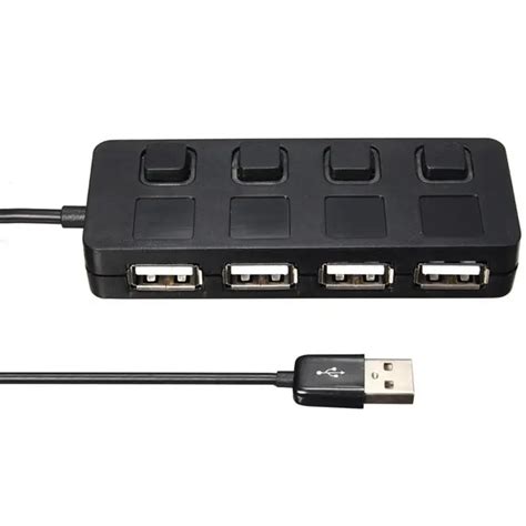 Practical USB Hub 4 Port USB 2.0 High Speed Hub With Push Button Power Switch USB Data ...