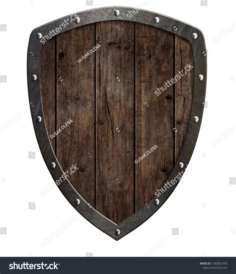 Old Wooden Medieval Shield Metal Frame Stock Illustration 1385801930 ...