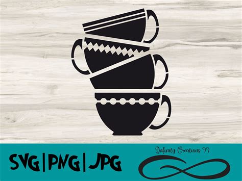 Stack of tea cups SVG PNG JPG Cricut & Silhouette | Etsy