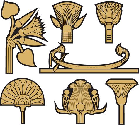 Vector gold and black set of ancient Egyptian signs and symbols. Lotus flower. 30741038 Vector ...