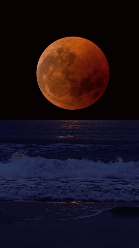 2160x3840 Resolution Orange Moon near the Horizon Sony Xperia X,XZ,Z5 ...