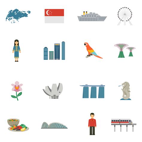 Singapore Culture Flat Icons Set 467148 Vector Art at Vecteezy