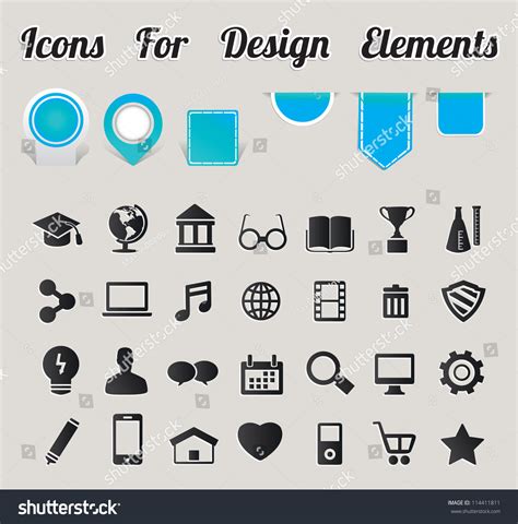 Icons Design Elements Vector Icons Stock Vector (Royalty Free) 114411811 | Shutterstock