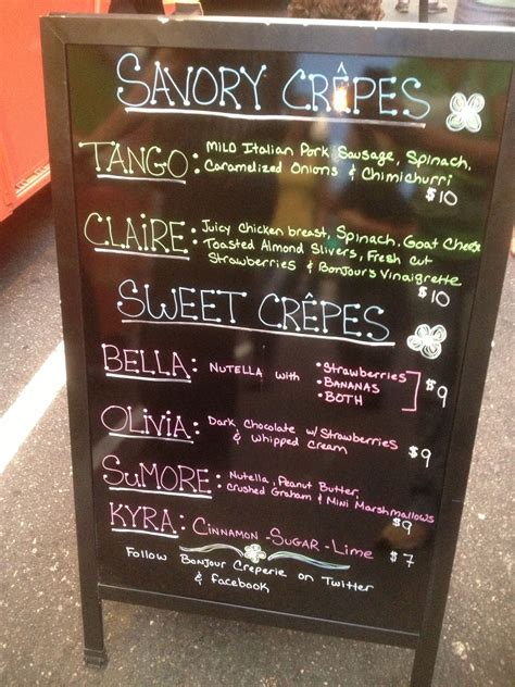 Menu Board - La Creperie Food Truck