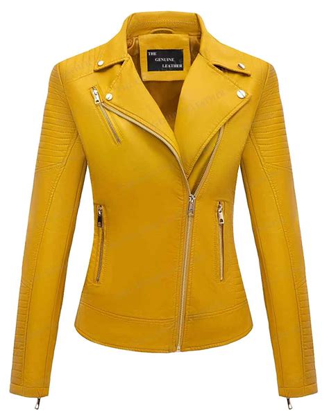 Women Bellivera Yellow leather Jacket | Movieleatherjackets