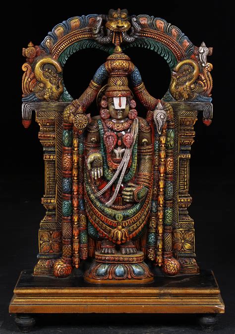 SOLD Colorful Wooden Sculpture of Balaji with Arch 30" (#52w13): Hindu Gods & Buddha Statues