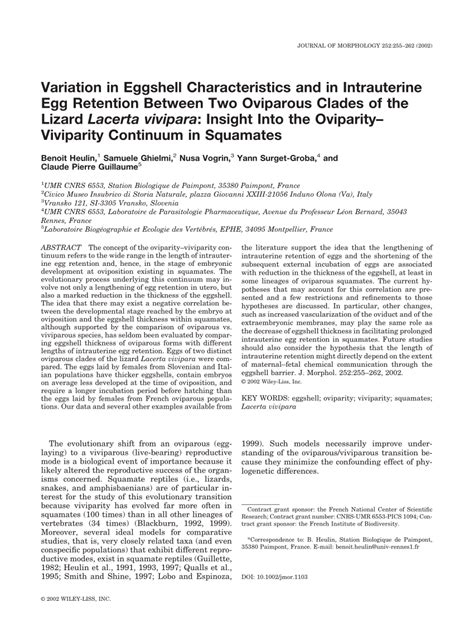 (PDF) Variation in eggshell characteristics and in intrauterine egg retention between two ...