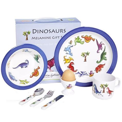 Children's Dinosaur 7 Piece Melamine Dinner Set | Baby gift sets, Kids ...