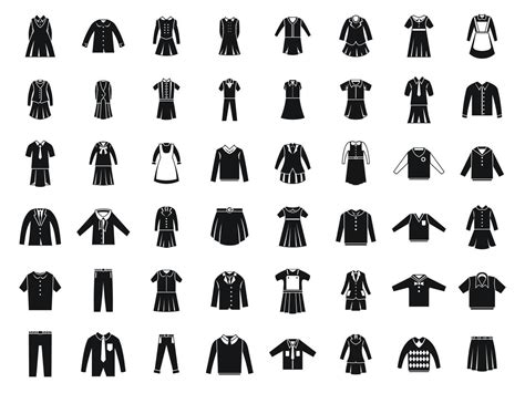 School uniform icons set simple vector. Formal general 8624347 Vector Art at Vecteezy