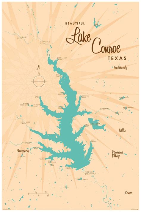 Lake Conroe, TX Lake Map Wall Mural - Murals Your Way