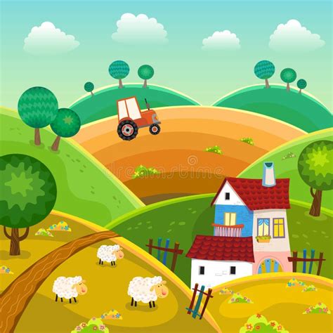 Paisaje rural ilustración del vector. Ilustración de paisaje - 34571863