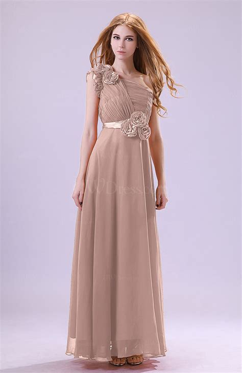 Dusty Rose Elegant Zipper Chiffon Floor Length Ruching Bridesmaid ...