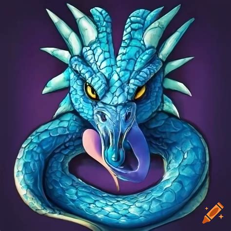 Blue dragon with snake-like features