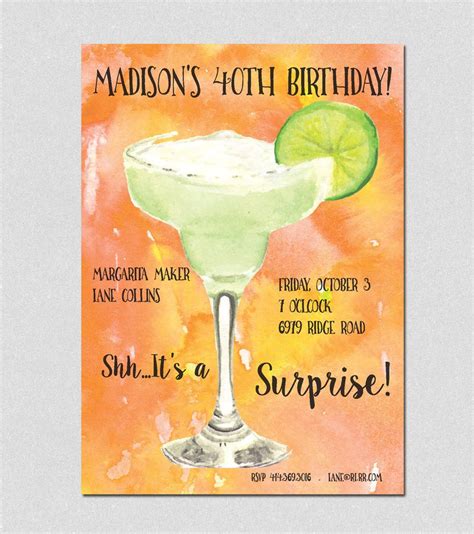"Margarita watercolor party invitation. Invite says it all! Celebrate with a margarita! Wording ...