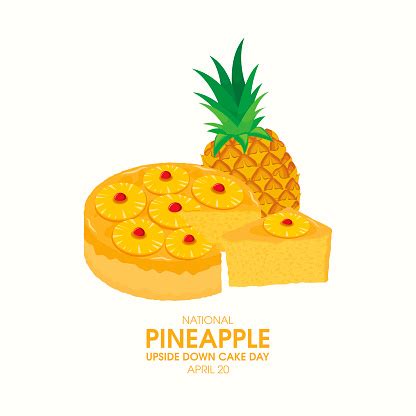 National Pineapple Upside Down Cake Day Vector Stock Illustration ...