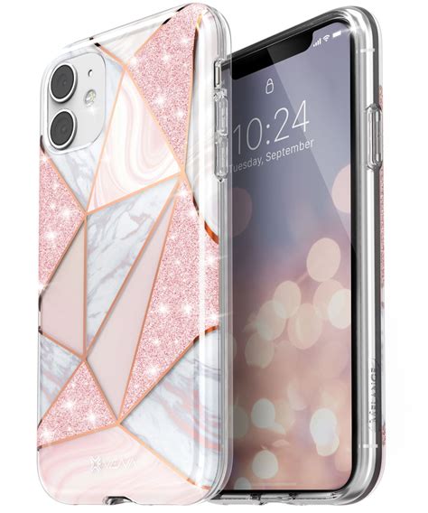 Vena iPhone 11 Marble Glitter Case, MELANGE Glitter Marble Bumper ...