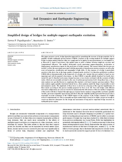 Simplified Design of Bridges For Multiple-Support Earthquake Excitation | PDF | Normal Mode ...