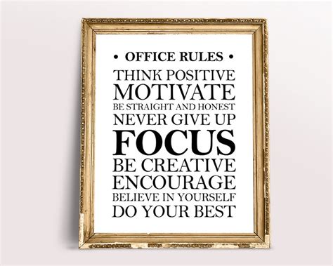 In This Office Sign Motivational Office Rules Quote For | Etsy