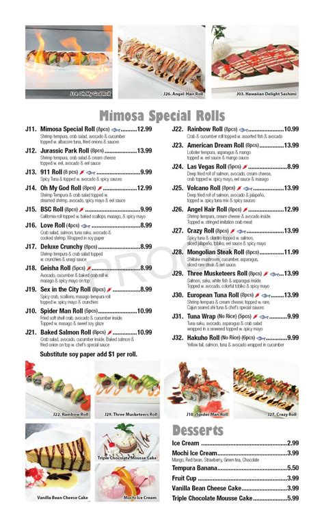 Menu | Mimosa