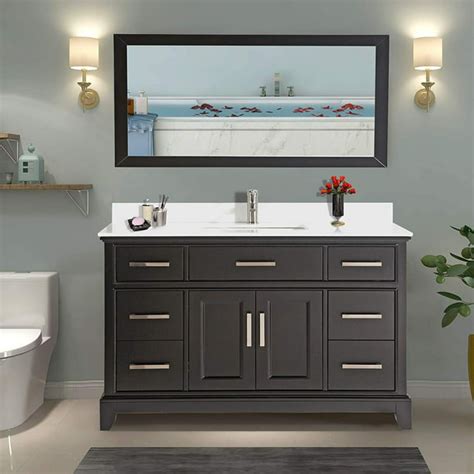 Vanity Art 60" Single Sink Bathroom Vanity Combo Set 7-Drawers, 1-Shelf Super White Phoenix ...