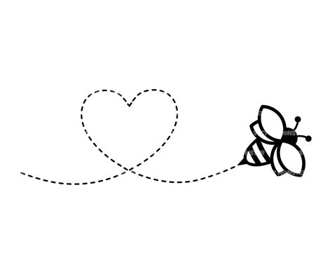 Bee Svg Heart Dotted Line Svg Honeybee Bumblebee Heart - Etsy Canada