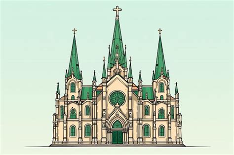 Premium AI Image | a drawing of a church with a cross on the top.