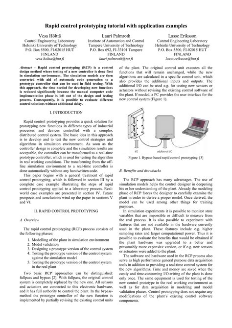 (PDF) Rapid control prototyping tutorial with application examples