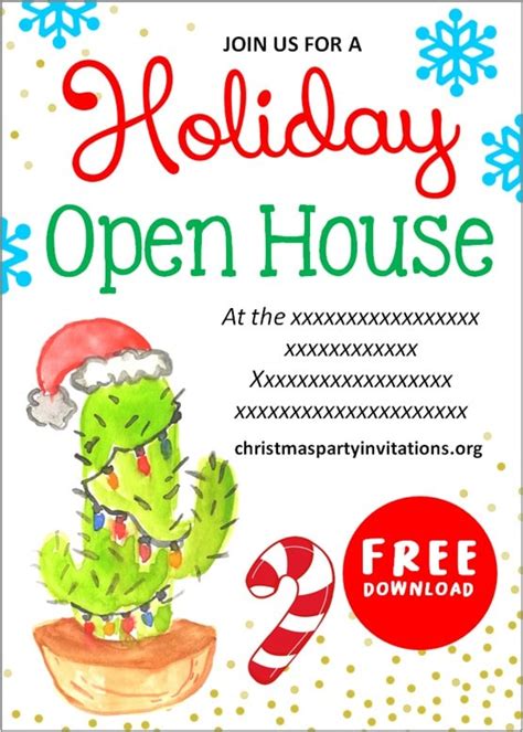 Free Printable Christmas Open House Invitations Templates – Christmas ...