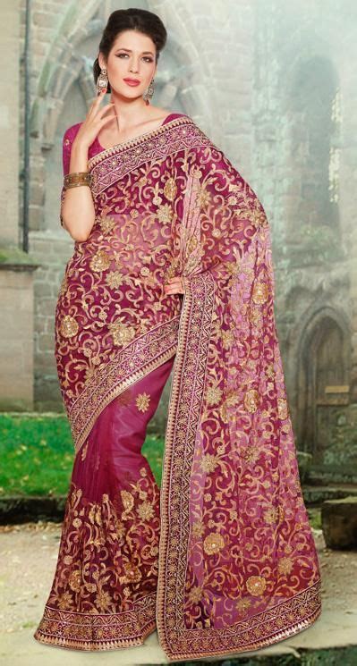 USD 116.16 Pink Net Zardosi Work Party Wear Saree 27190 | Wedding saree collection, Party wear ...