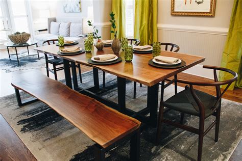 Atlanta Dining Room Featuring a Live Edge Table and Bench ...