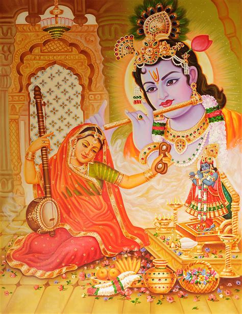 Meera Bai and Krishna Painting by Vishal Gurjar