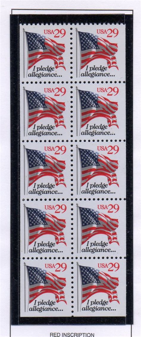 United States Sc 2594a 1993 29 c Flag Pledge stamp booklet pane mint NH ...