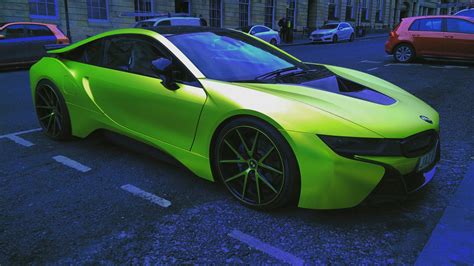 Lime green wrapped BMW #i8