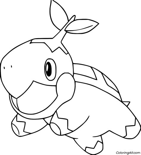 Turtwig Jumping Coloring Page - ColoringAll