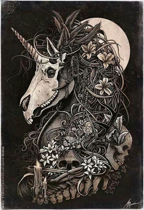 Unicorn skeleton tattoo - I've never thought about this but it's a good idea Art And ...