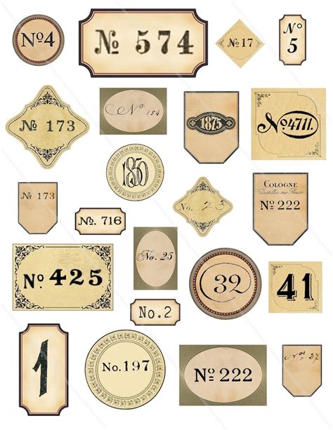 Vintage Number Labels Junk Journal Tags Random Numbers - Etsy UK