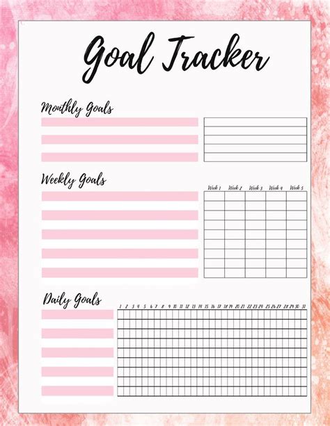 15 Printable Goal Sheets to Help You Stay on Track in the New Year | Goal tracker printable ...