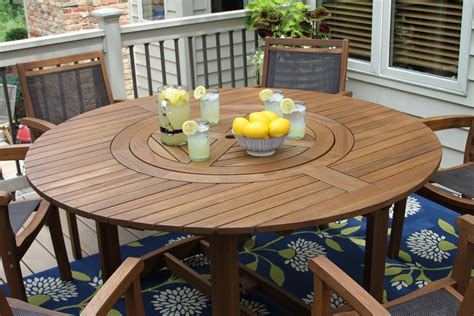 Eucalyptus Lazy Susan Large Round Dining Table | Round outdoor dining ...