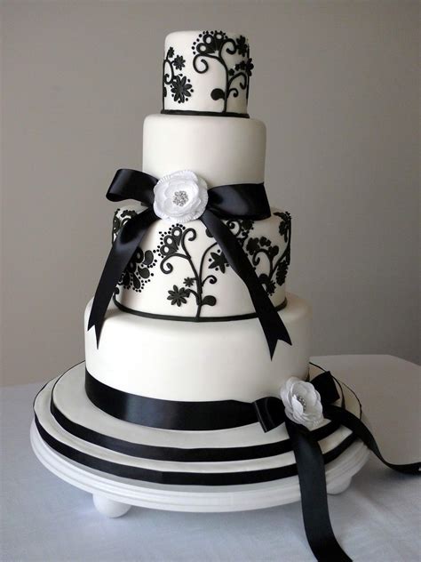 black white and silver wedding cakes | Cakebee: Elegant Black & White Wedding Cakes Round ...