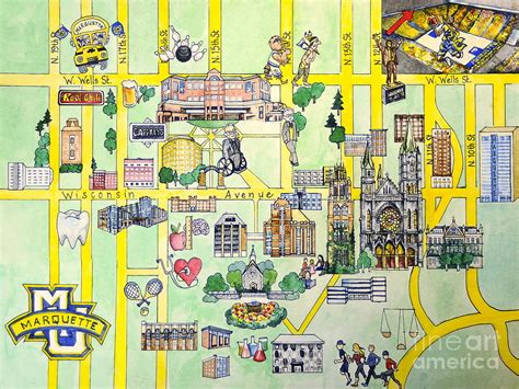 Marquette Map Painting by Marquette Map - Pixels