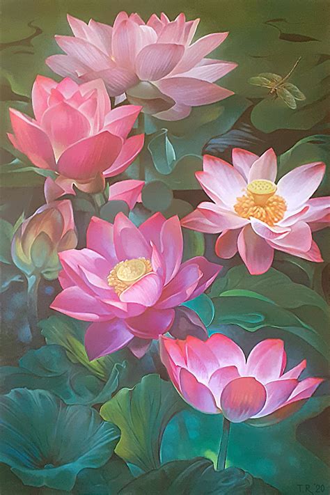 Painting (Oil) Original Art by Tatiana Rezvaya "LOTUSES" | Lotus flower ...