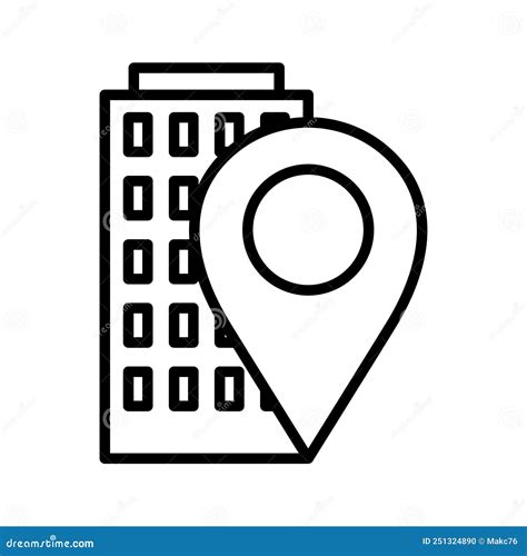 Business Location Icon. Office Building and Map Pin. Vector Illustration Stock Vector ...