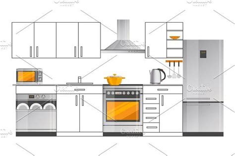 Kitchen Interior Design Template with Appliances | Kitchen interior, Interior design kitchen ...