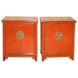 Pair of Red Lacquer Chests For Sale at 1stdibs