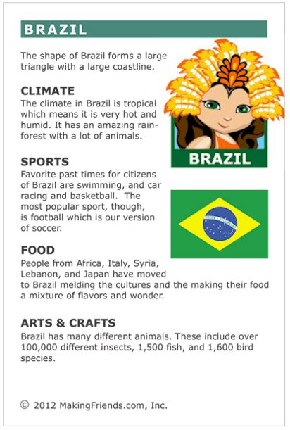 Facts about Brazil | Brazil facts, World thinking day, Around the world theme