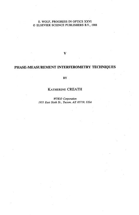 (PDF) V Phase-Measurement Interferometry Techniques